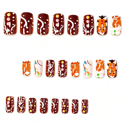 Festive Gingerbread-Themed Press-On Nail Art Acalora