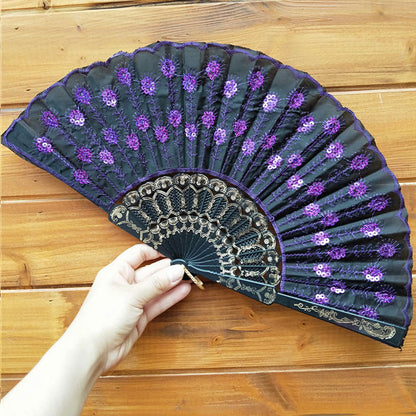 Ladies' handmade fan with fine embroideries Brehn