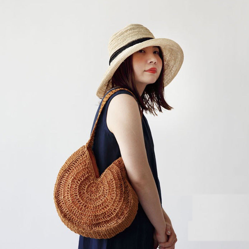 Women's Handmade Round Raffia Bag Karnz