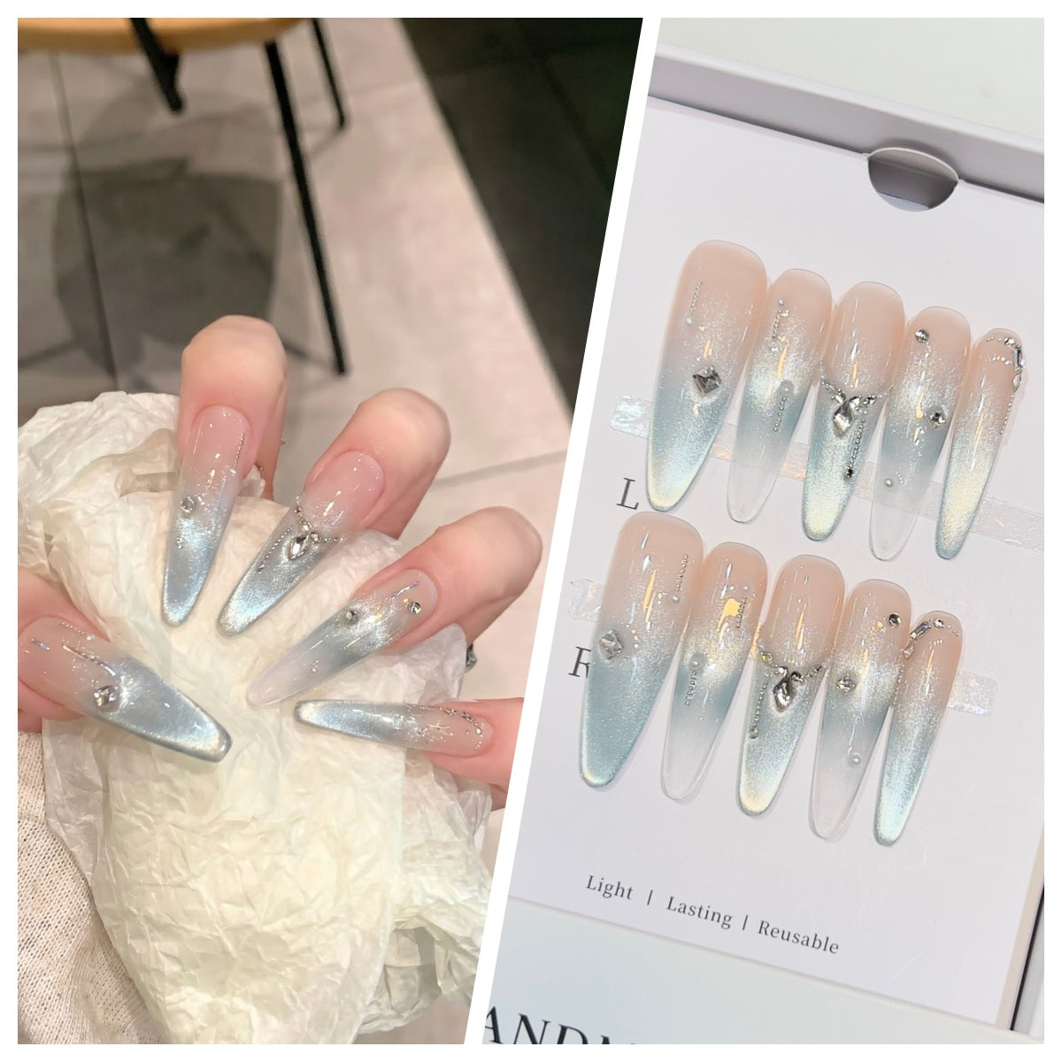 Artistic Stiletto Press-On Nail Set with Charming Patterns Acalora