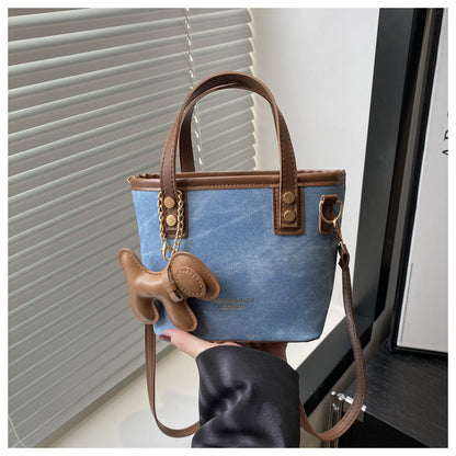 Playful Denim Mini Handheld Tote Bag Acalora