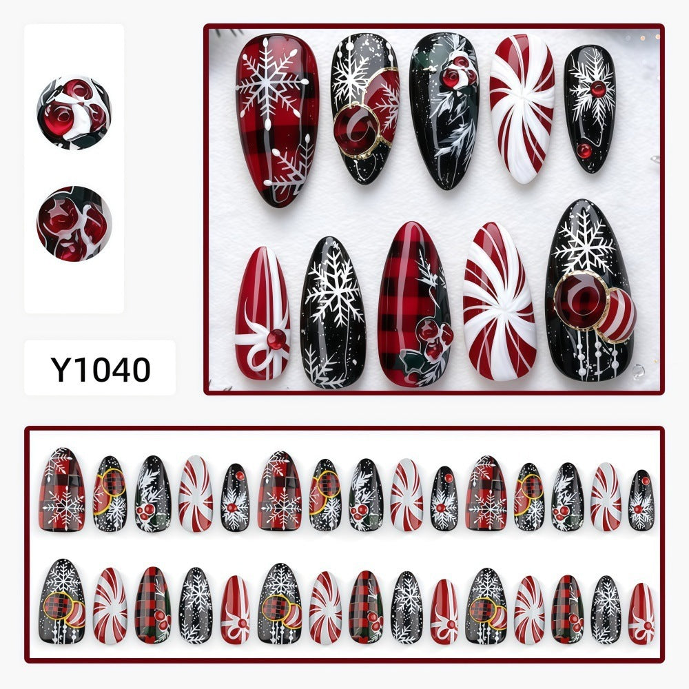 Artificial nails in festive Christmas design Acalora