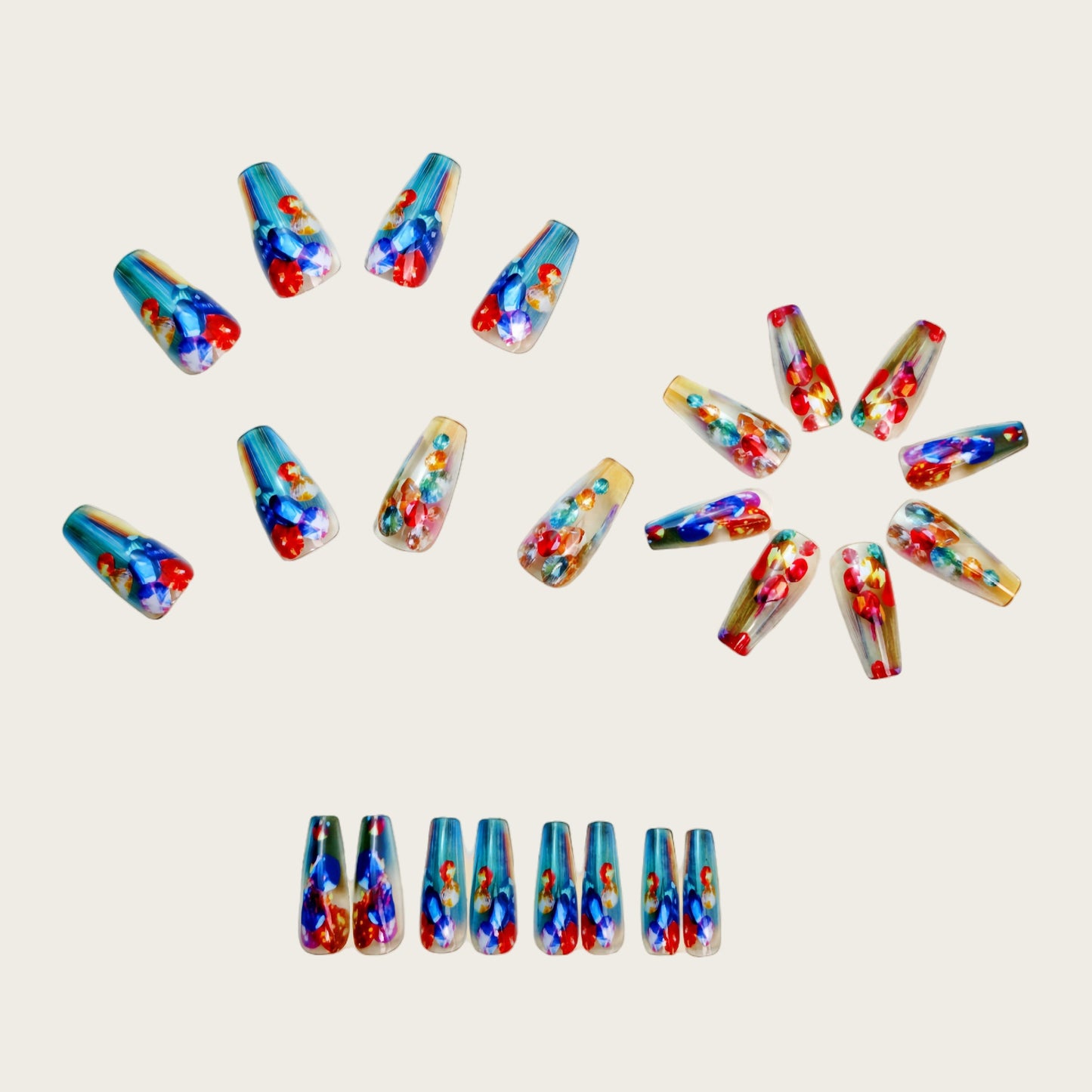 Artificial nails with faceted glitter design Acalora