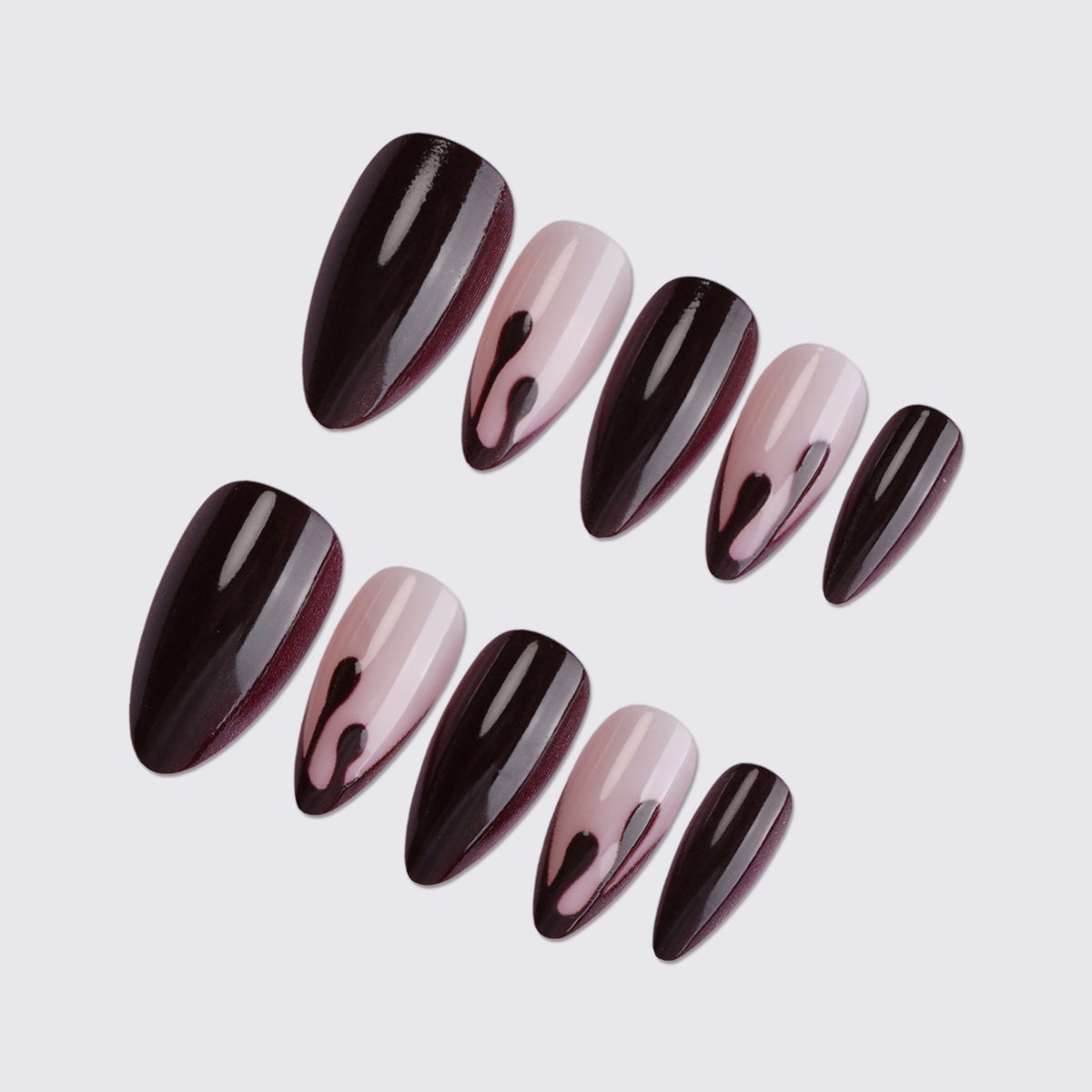 Stiletto Press-On Nail Set with Unique Artistic Design Acalora