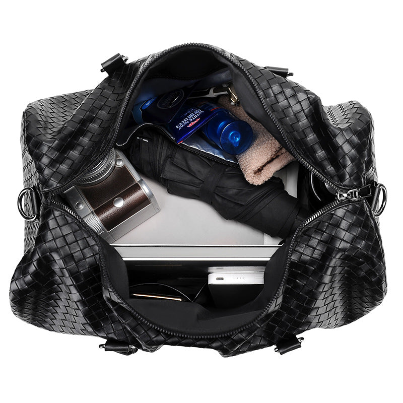 Woven Leather Travel Duffle Bag Acalora