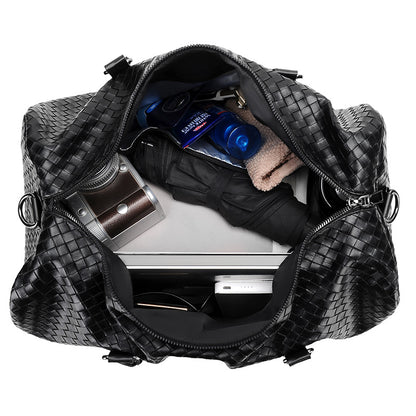 Woven Leather Travel Duffle Bag Acalora