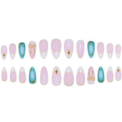 Artistic Stiletto Nail Art Set with Gold Accents Acalora