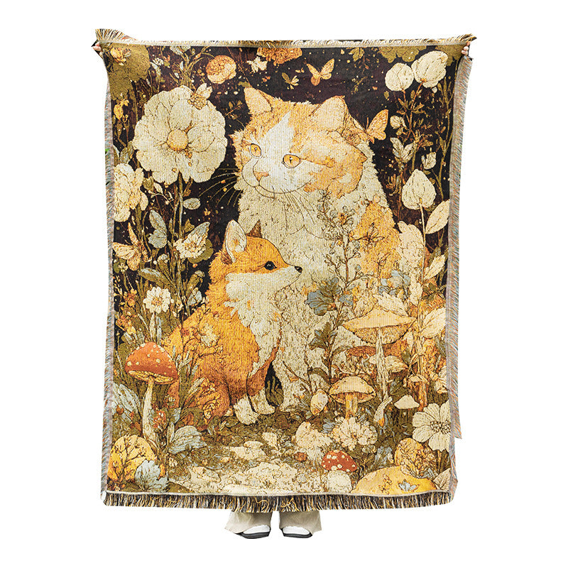 Artistic Cat-Themed Throw Blanket