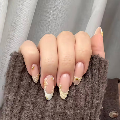Elegant Floral Accent Press-On Nails Acalora