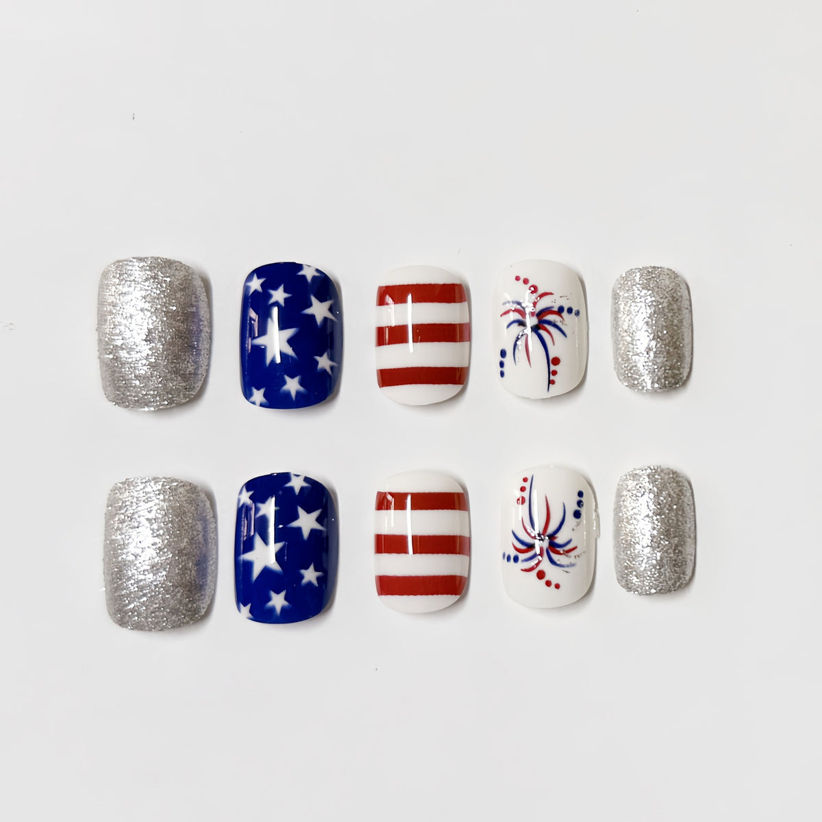 Patriotic Themed Press-On Nail Art Set Acalora