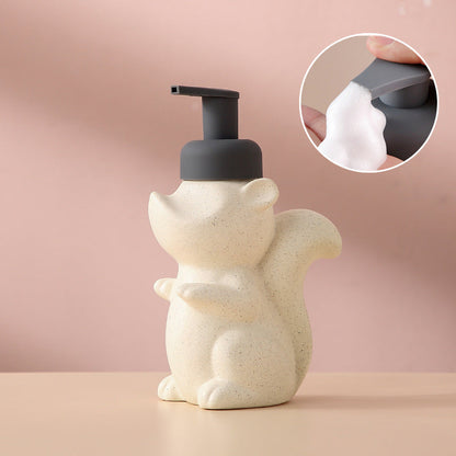 Skanto | Ceramic Soap Dispenser, Squirrel Foam Pump Bathroom Bottle, Animal Design, Refillable Reusable Lotion Pump for Bath Kitchen, 510ml/17.2oz