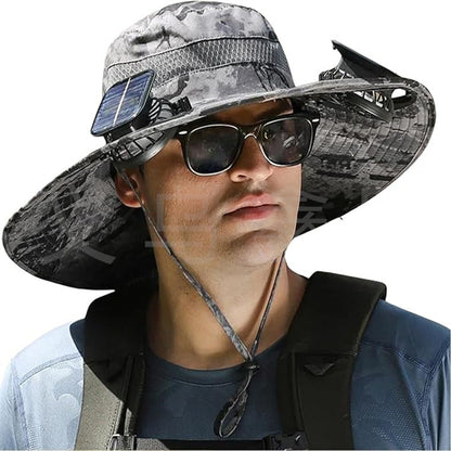 Sun Hat with Solar-Powered Fan and Wide Brim Skanto