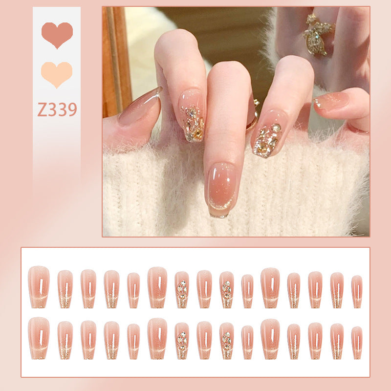 Artificial nail set with sparkling glitter and 3D applications Acalora