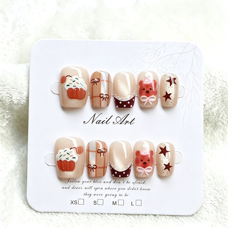 Whimsical Cupcake-Themed Press-On Nail Art Set Acalora