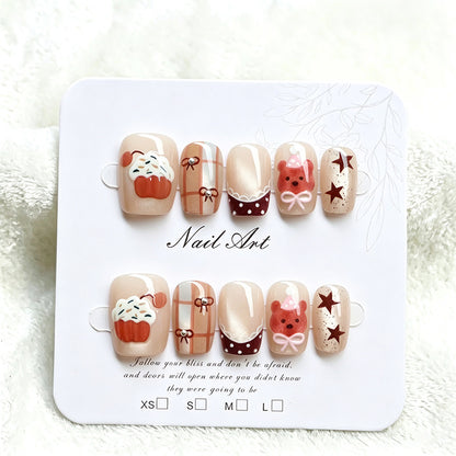 Whimsical Cupcake-Themed Press-On Nail Art Set Acalora