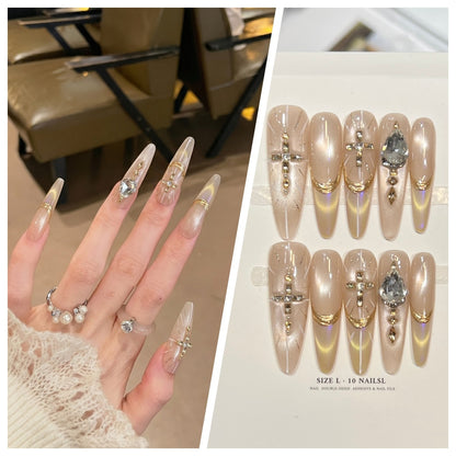Artistic Stiletto Press-On Nail Set with Charming Patterns Acalora