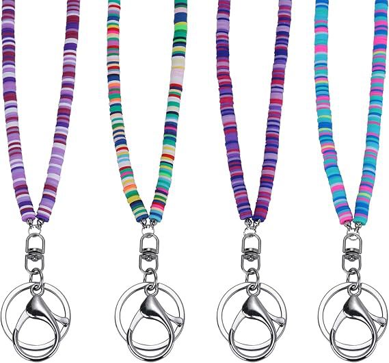 Colorful Beaded ID Badge Holder Lanyard Acalora