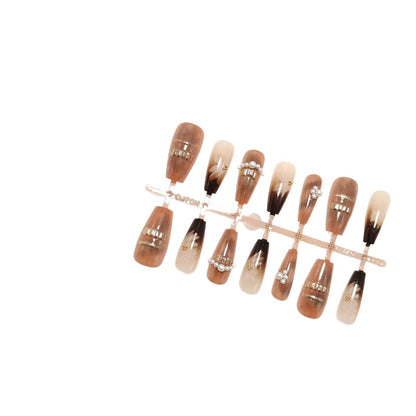 Artificial nail set with elegant ombre and pearl design Acalora
