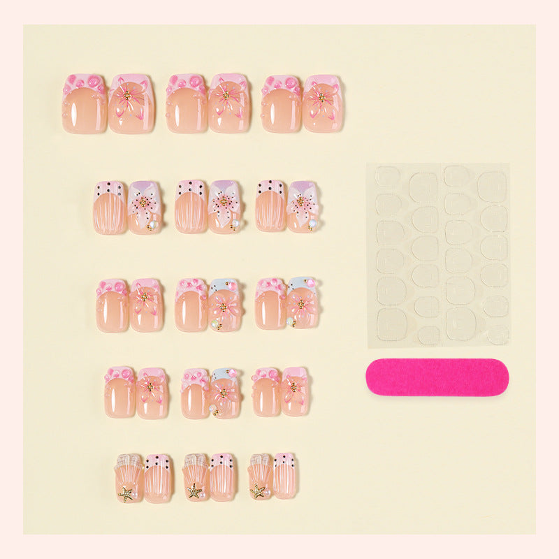 Decorative Press-On Nail Art Kit with Floral and Gem Accents Acalora
