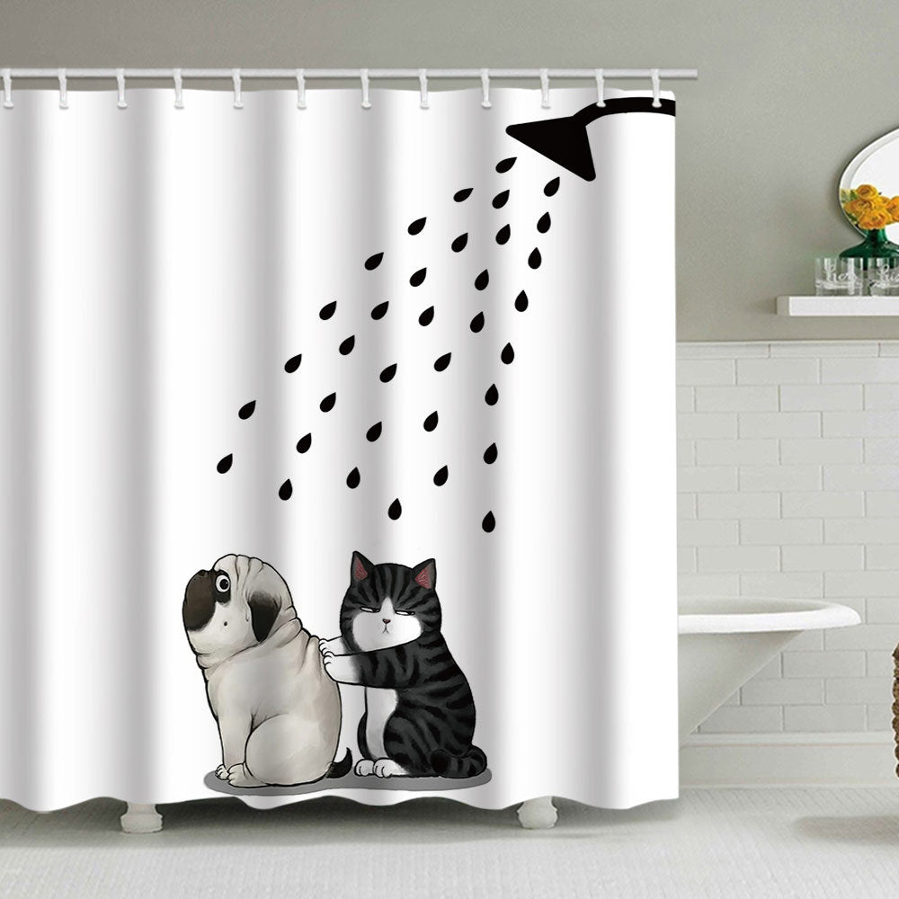 Artistic Dog Illustration Shower Curtain
