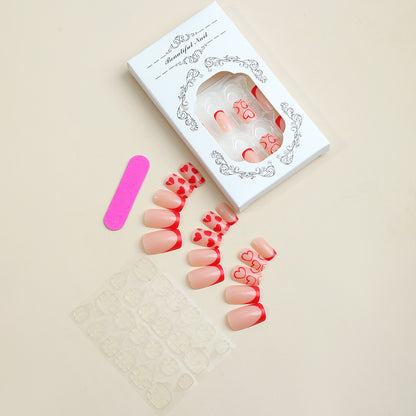 Creative Heart-Themed Press-On Nail Design Acalora