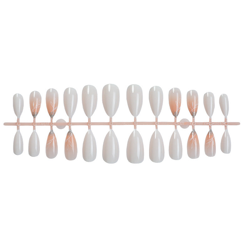 Luxurious Faux Finish Press-On Nail Set with Elegant Floral Design Acalora