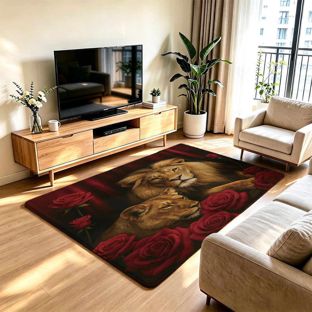 Unisex Artistic Lion Print Area Rug