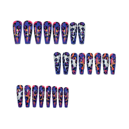 Trendy artificial nails with glitter and leopard pattern Acalora