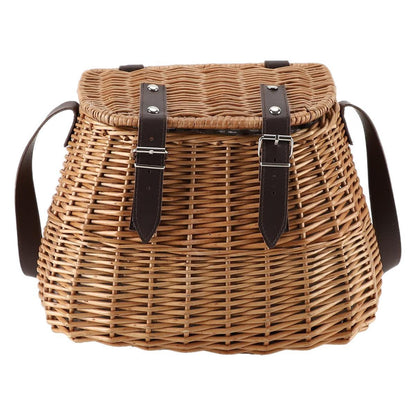 High-quality shopping basket with leather handles