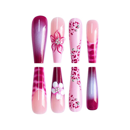 Artistic Floral and Gemstone Press-On Nails Acalora