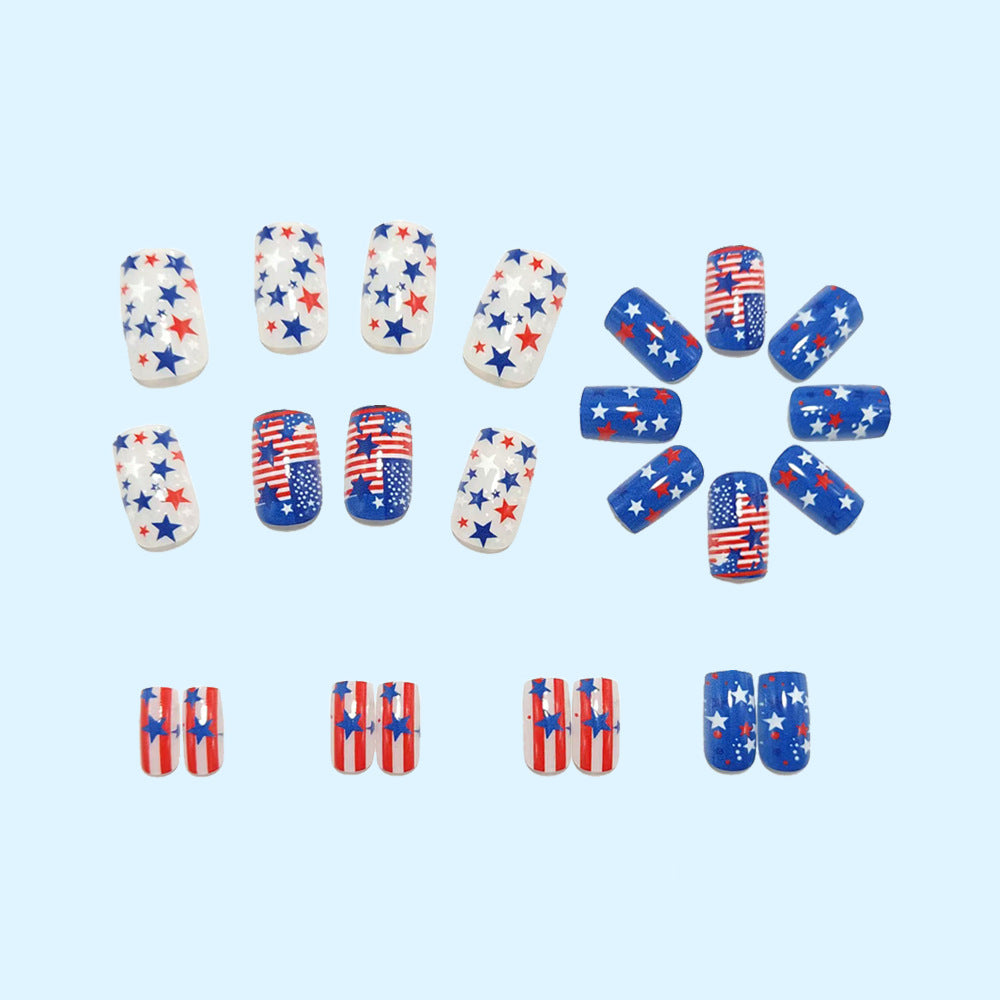 Artificial nails with patriotic star design Acalora