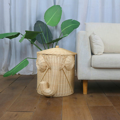 Whimsical Elephant-Themed Woven Storage Bin Acalora