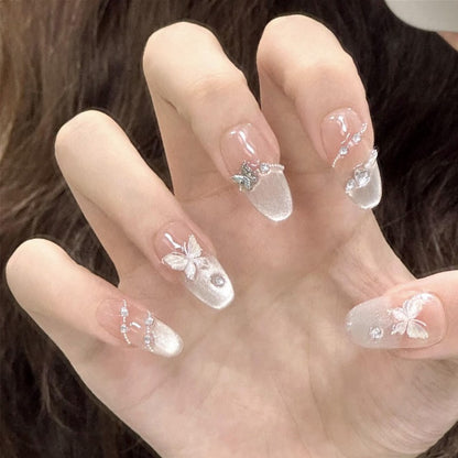 Artificial nail set with elegant tips and crystal accents Acalora