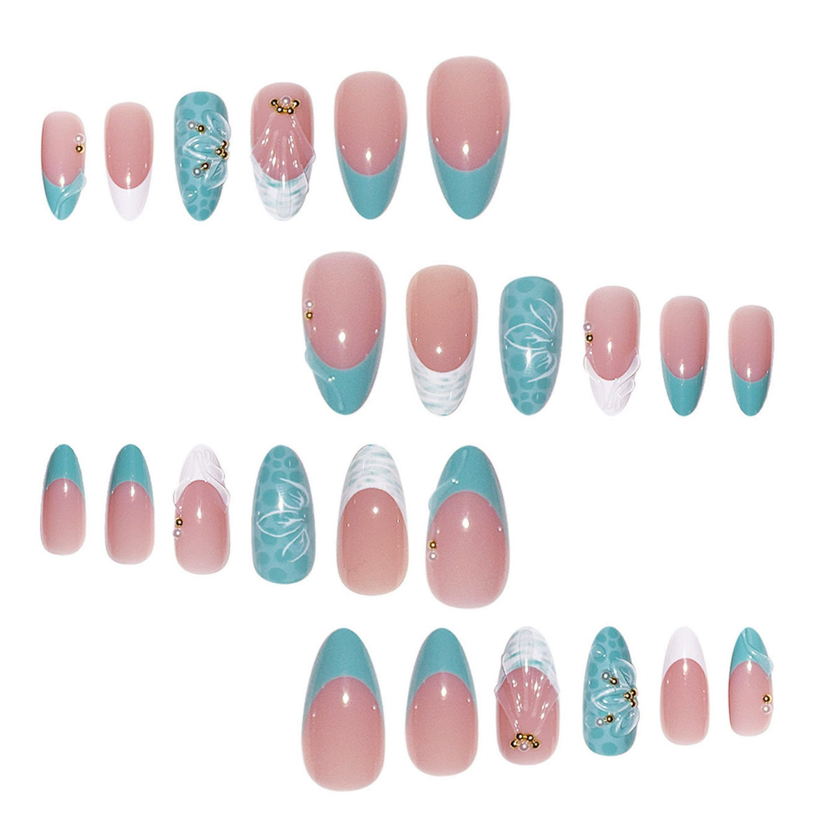 Decorative Floral Stiletto Press-On Nails Acalora