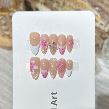 Floral Accent Press-On Nail Art Set Acalora