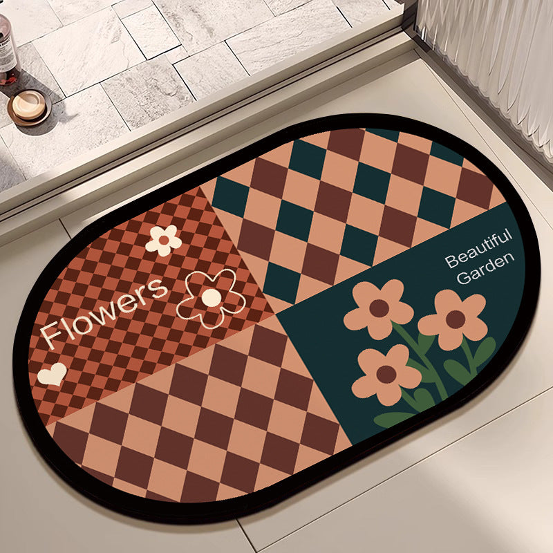 Floral Design Cotton Bath Mat Acalora