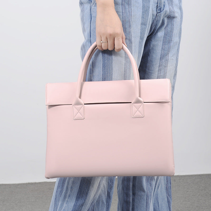 Elegant Structured Leather Office Tote Bag Acalora