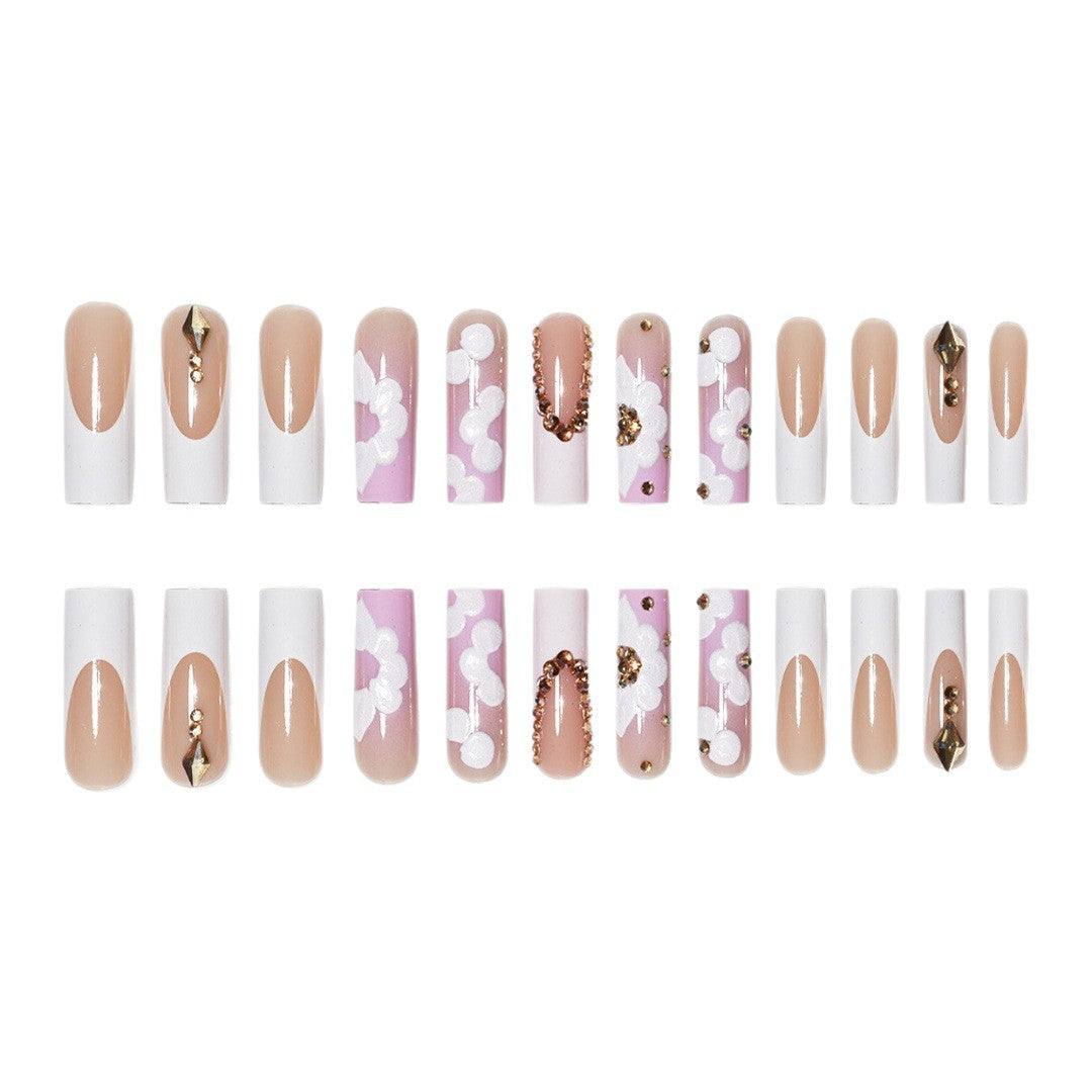 Elegant 3D Floral Press-On Nail Art Acalora