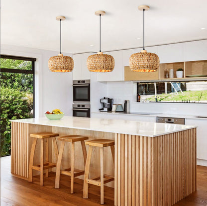 Hanging light made of braided material Acalora