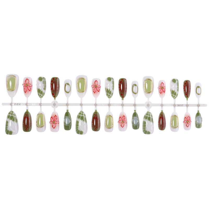 Decorative Press-On Nail Art Set with Floral and Gem Accents Acalora 1788496103