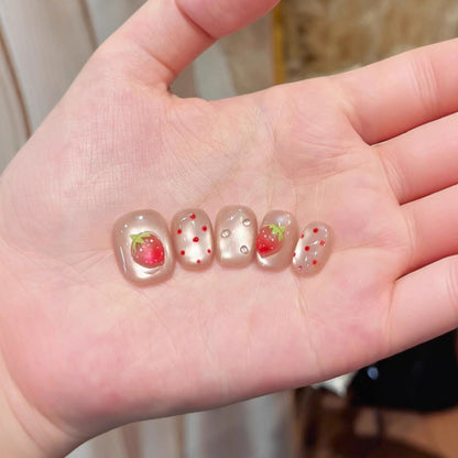Strawberry Decorated Press-On Nails Acalora