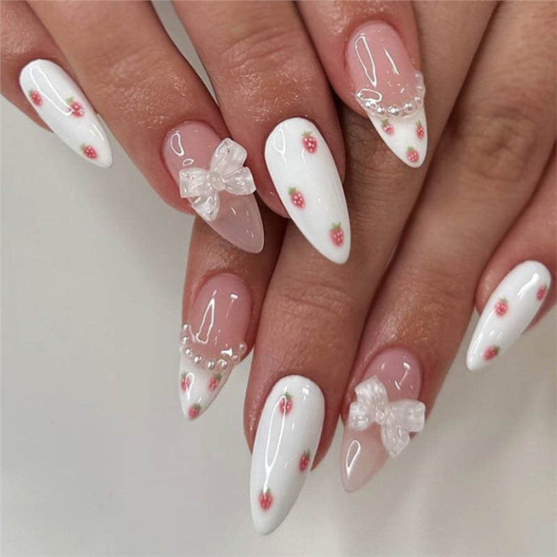 Decorative Stiletto Press-On Nail Art with Floral Accents Acalora