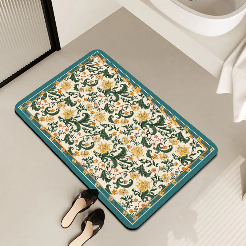 Vintage Floral Pattern Bath Mat Acalora