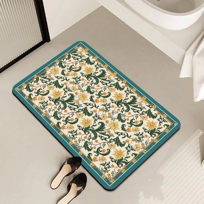 Vintage Floral Pattern Bath Mat Acalora