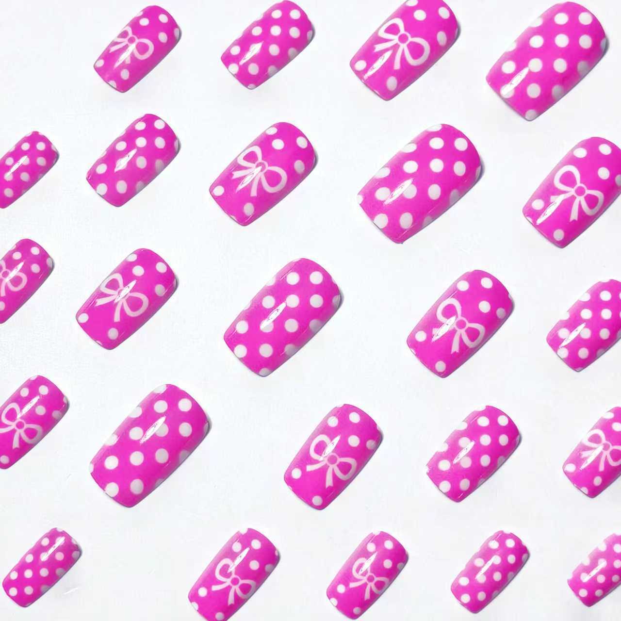Stylish Polka Dot and Bow Nail Art Acalora