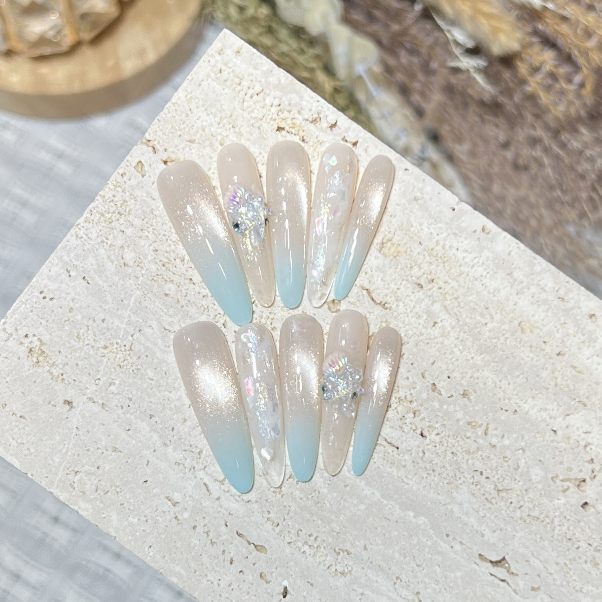 Elegant Stiletto Press-On Nail Set with Glitter Finish Acalora
