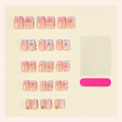 Decorative Press-On Nail Art Kit with Floral and Gem Accents Acalora