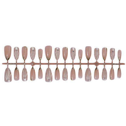 Elegant Press-On Nail Set with Decorative Metallic Tips Acalora