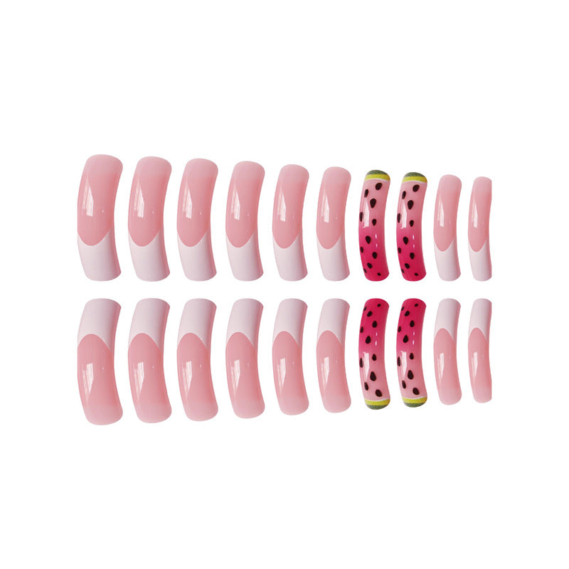 Playful Watermelon Themed Press-On Nail Art Acalora