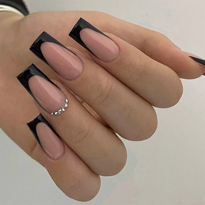 Glossy Press-On Nail Set with Stylish French Tip Design Acalora